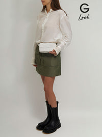 Bottega Veneta Women 'Casettte' Mini White Belt Bag With Intreccio Motif In Smooth Leather Woman