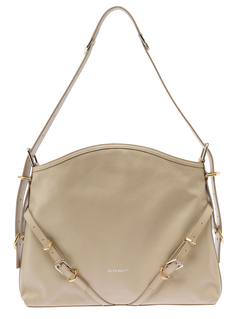 GIVENCHY Givenchy Women 'Voyou' Beige Shoulder Bag With Embossed Logo In Smooth Leather Woman