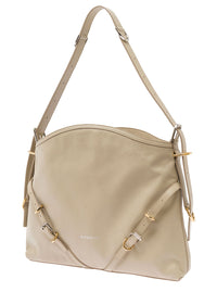 GIVENCHY Givenchy Women 'Voyou' Beige Shoulder Bag With Embossed Logo In Smooth Leather Woman
