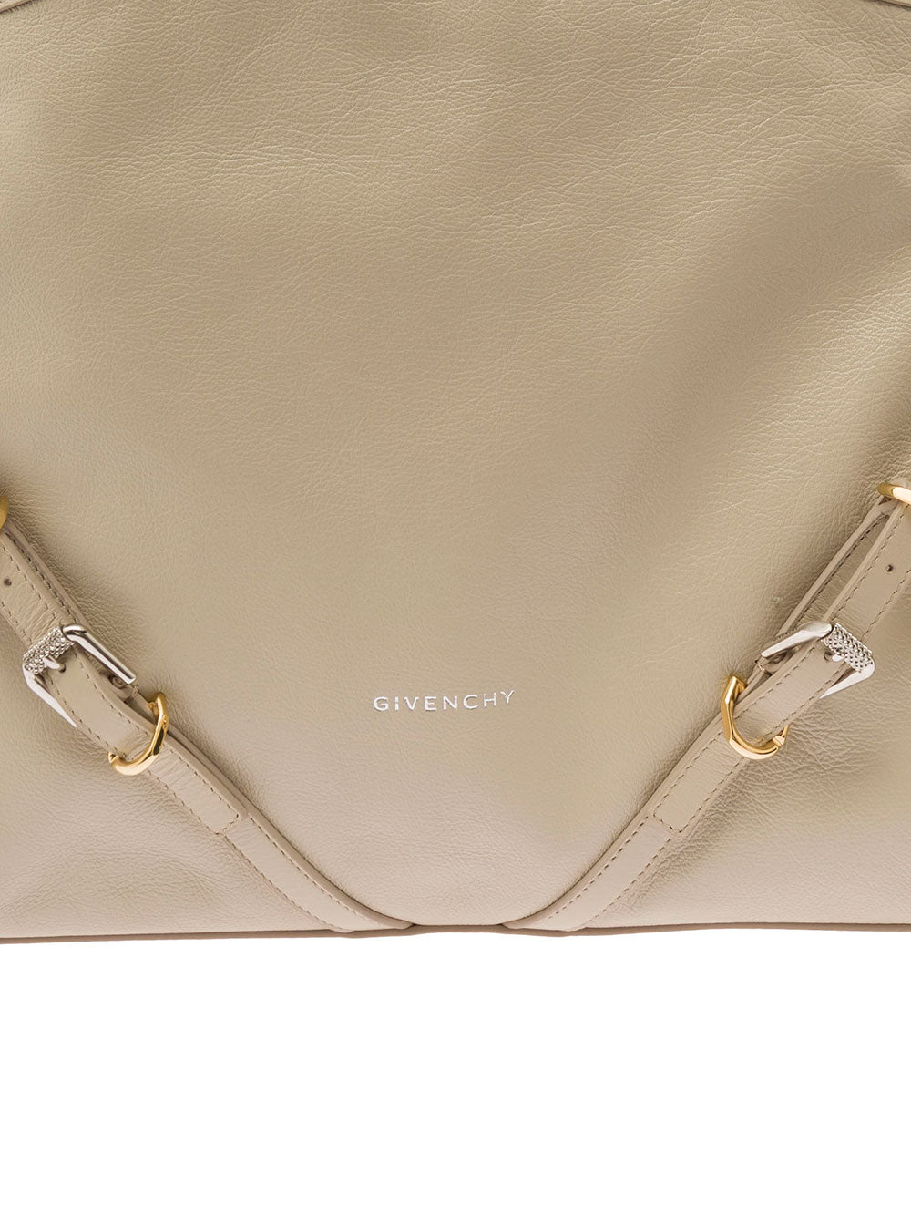 GIVENCHY Givenchy Women 'Voyou' Beige Shoulder Bag With Embossed Logo In Smooth Leather Woman