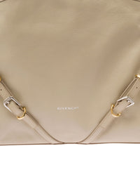 GIVENCHY Givenchy Women 'Voyou' Beige Shoulder Bag With Embossed Logo In Smooth Leather Woman
