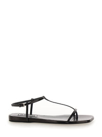 Jil Sander Women Black Sandals With Ankle Buckle Closure In Leather Woman
