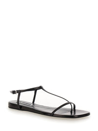 Jil Sander Women Black Sandals With Ankle Buckle Closure In Leather Woman