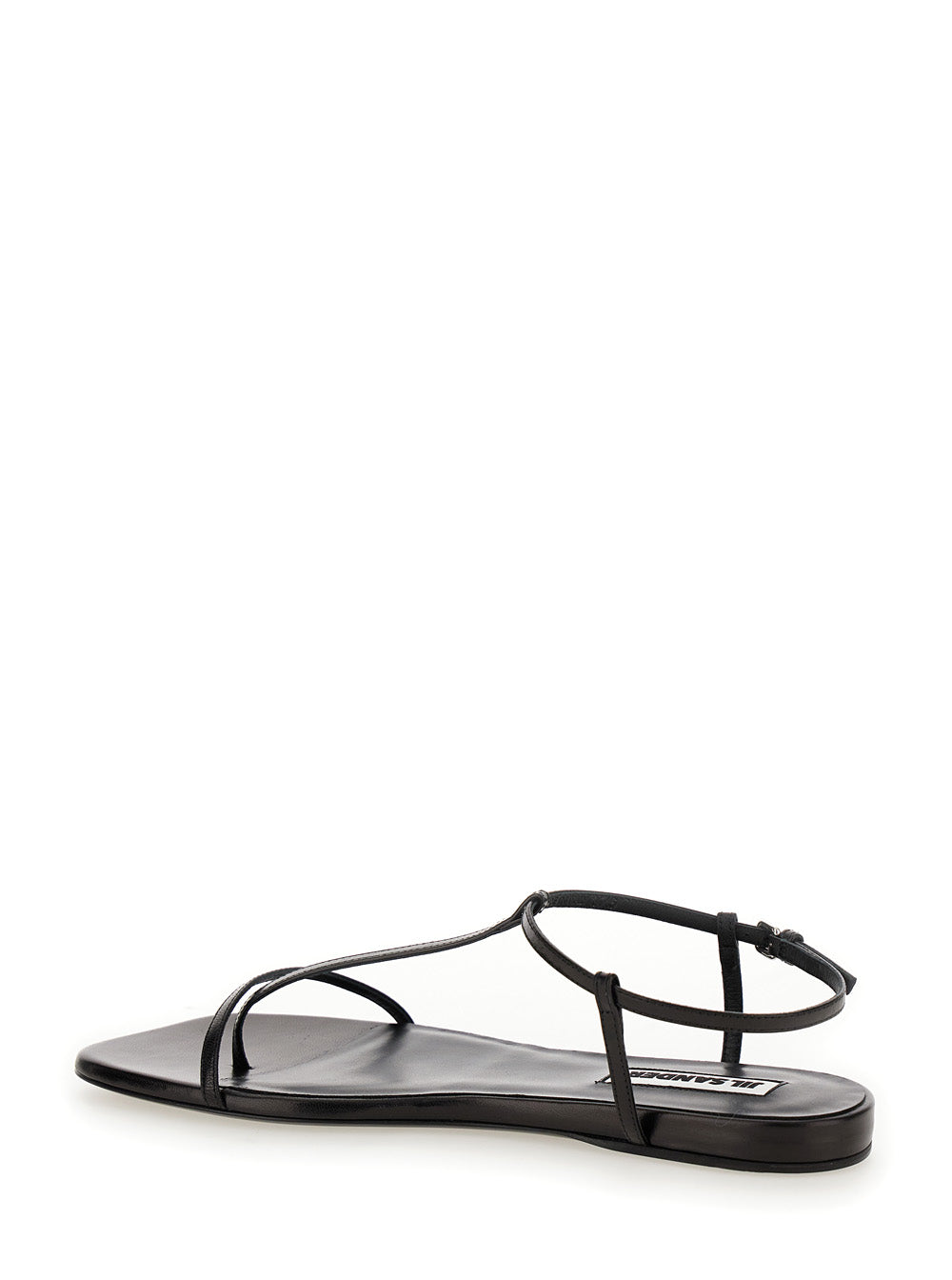 Jil Sander Women Black Sandals With Ankle Buckle Closure In Leather Woman
