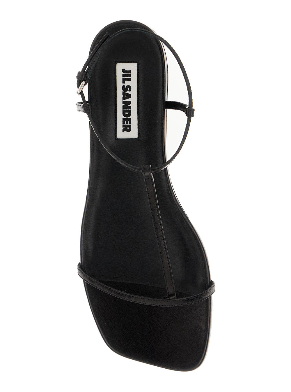 Jil Sander Women Black Sandals With Ankle Buckle Closure In Leather Woman