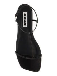 Jil Sander Women Black Sandals With Ankle Buckle Closure In Leather Woman