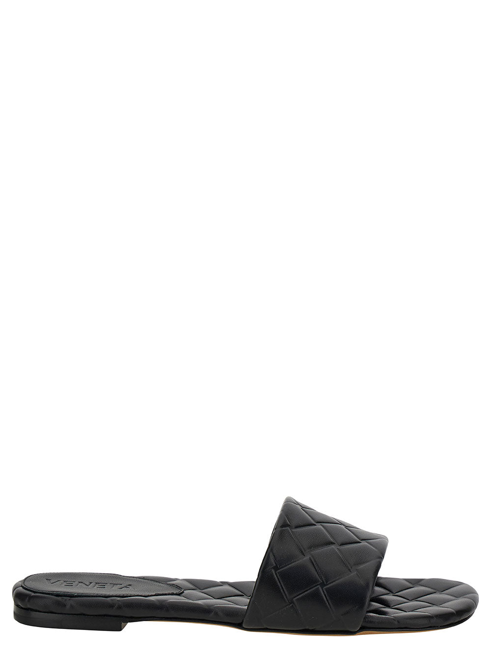 Bottega Veneta Women 'Slide Amy' Black Sandals With Intreccio Motif In Leather Woman