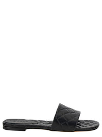 Bottega Veneta Women 'Slide Amy' Black Sandals With Intreccio Motif In Leather Woman