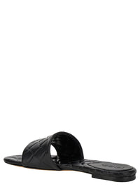 Bottega Veneta Women 'Slide Amy' Black Sandals With Intreccio Motif In Leather Woman