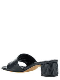 Bottega Veneta Women Black Mules With Intreccio Motif In Leather Woman