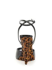 SAINT LAURENT Saint Laurent Women 'Scandale' Black Wedges With Animalier Print In Patent Leather Woman
