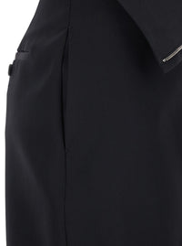 Alexander Mcqueen Women Black Skirt With Foldover Waist And Rear Single Slit In Wool Woman