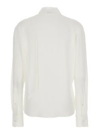 Alexander Mcqueen Women White Blouse With Scarf Detail On The Front In Silk Woman