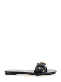 Chloé Women 'Mae' Black Slip-On Sandals With Embossed Logo On The Insole In Leather Woman