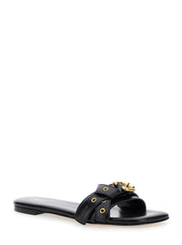 Chloé Women 'Mae' Black Slip-On Sandals With Embossed Logo On The Insole In Leather Woman