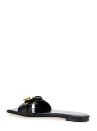 Chloé Women 'Mae' Black Slip-On Sandals With Embossed Logo On The Insole In Leather Woman