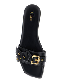 Chloé Women 'Mae' Black Slip-On Sandals With Embossed Logo On The Insole In Leather Woman