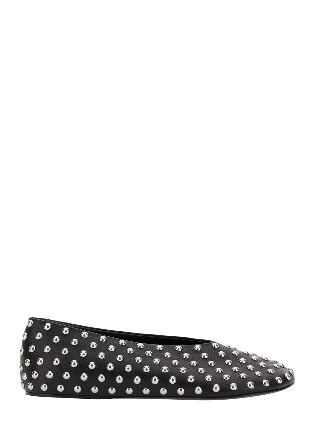 Jil Sander Women Black Ballet Flats With All-Over Stud In Leather Woman