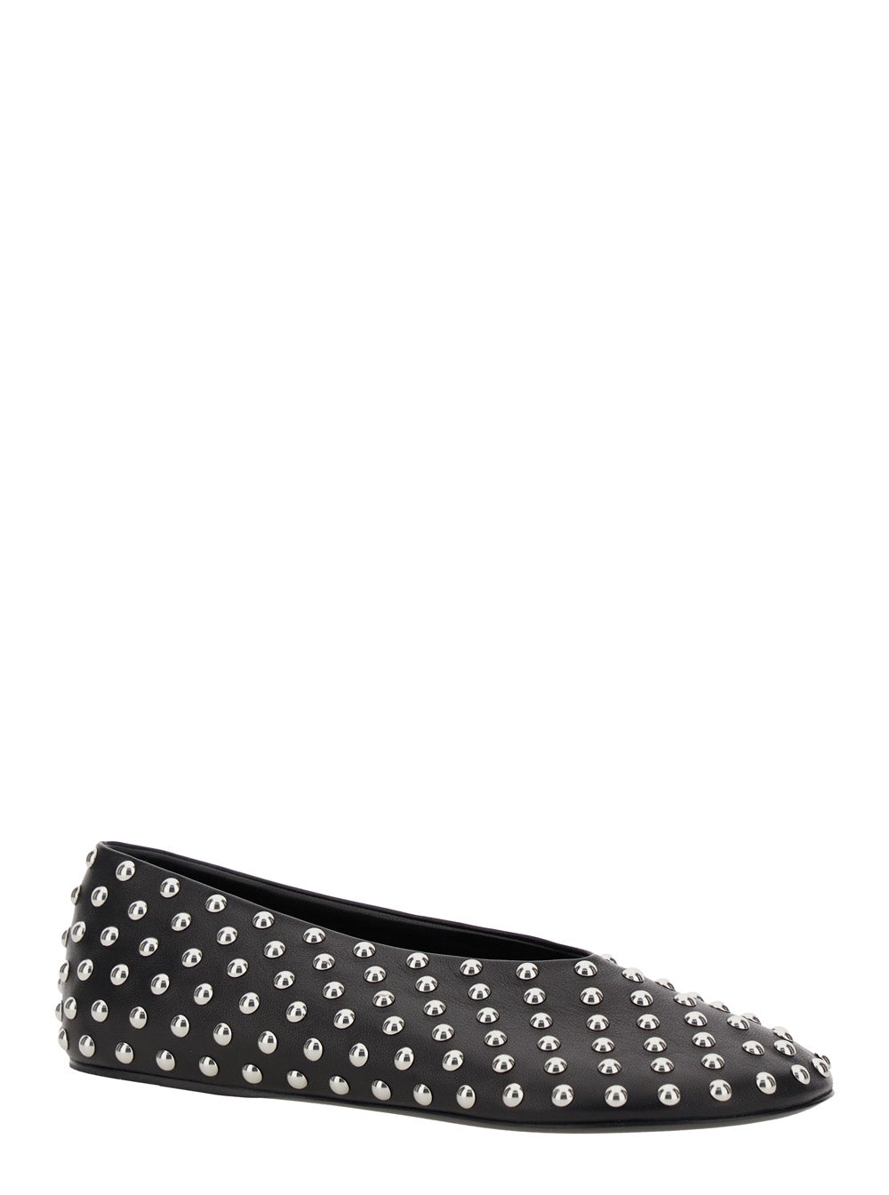 Jil Sander Women Black Ballet Flats With All-Over Stud In Leather Woman