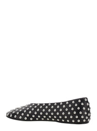 Jil Sander Women Black Ballet Flats With All-Over Stud In Leather Woman
