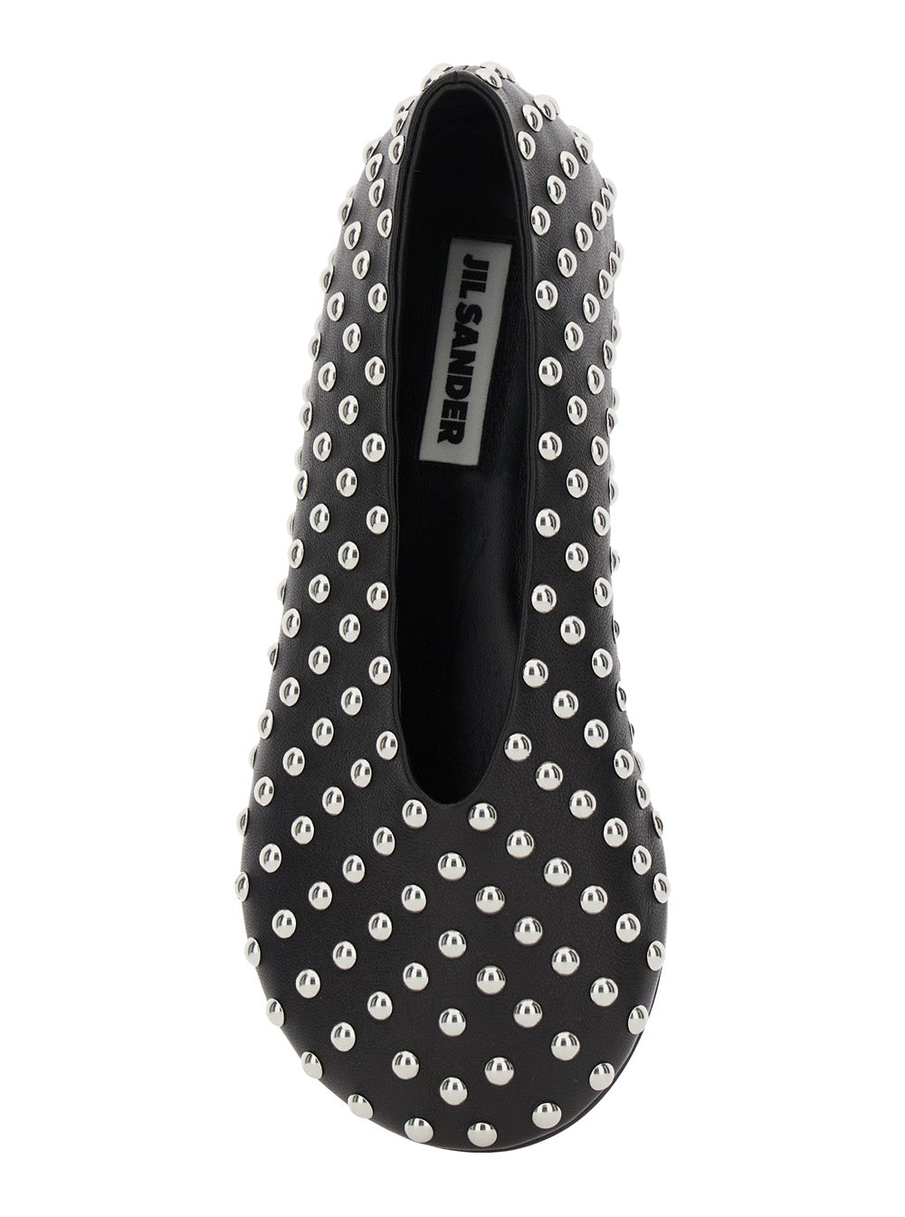 Jil Sander Women Black Ballet Flats With All-Over Stud In Leather Woman