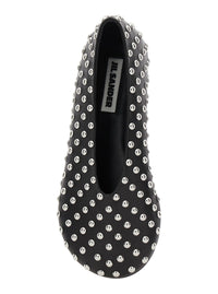 Jil Sander Women Black Ballet Flats With All-Over Stud In Leather Woman