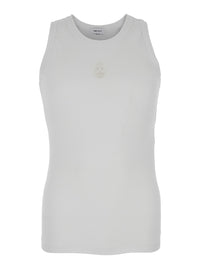 Alexander Mcqueen Men White Top With Upside Down Skull Embroidery On The Front In Cotton Jersey Man