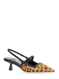 Jimmy Choo Women 'Didi' Brown Slingback Pumps With Leopard Motif And Sculpted Heel In Leather Woman