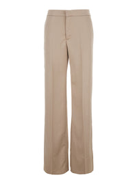 The Andamane Women Beige Pants With Pences On The Front In Tech Fabric Woman