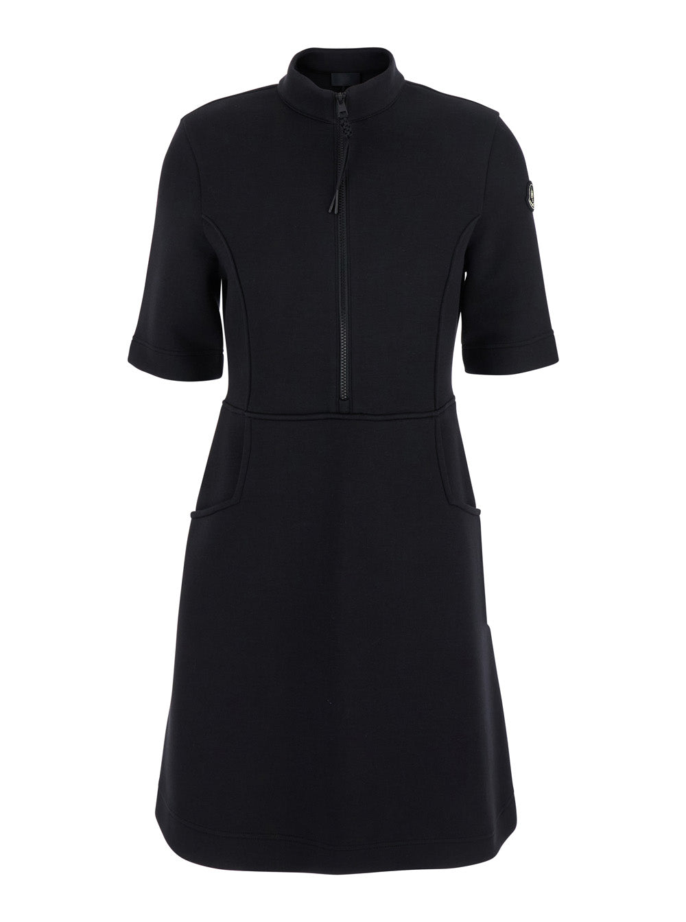 MONCLER Moncler Women Black Dress With Logo Patch Applied On The Sleeve In Cotton Blend Woman