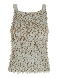 P.A.R.O.S.H. P.A.R.O.S.H. Women Beige Sleeveless Rhinestoned Top In Tech Fabric Stretch Woman