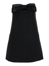 Self-Portrait Women Black Sleeveless Mini Dress With Bandeau And Beaded Oversize Bow In Tech Fabric Woman