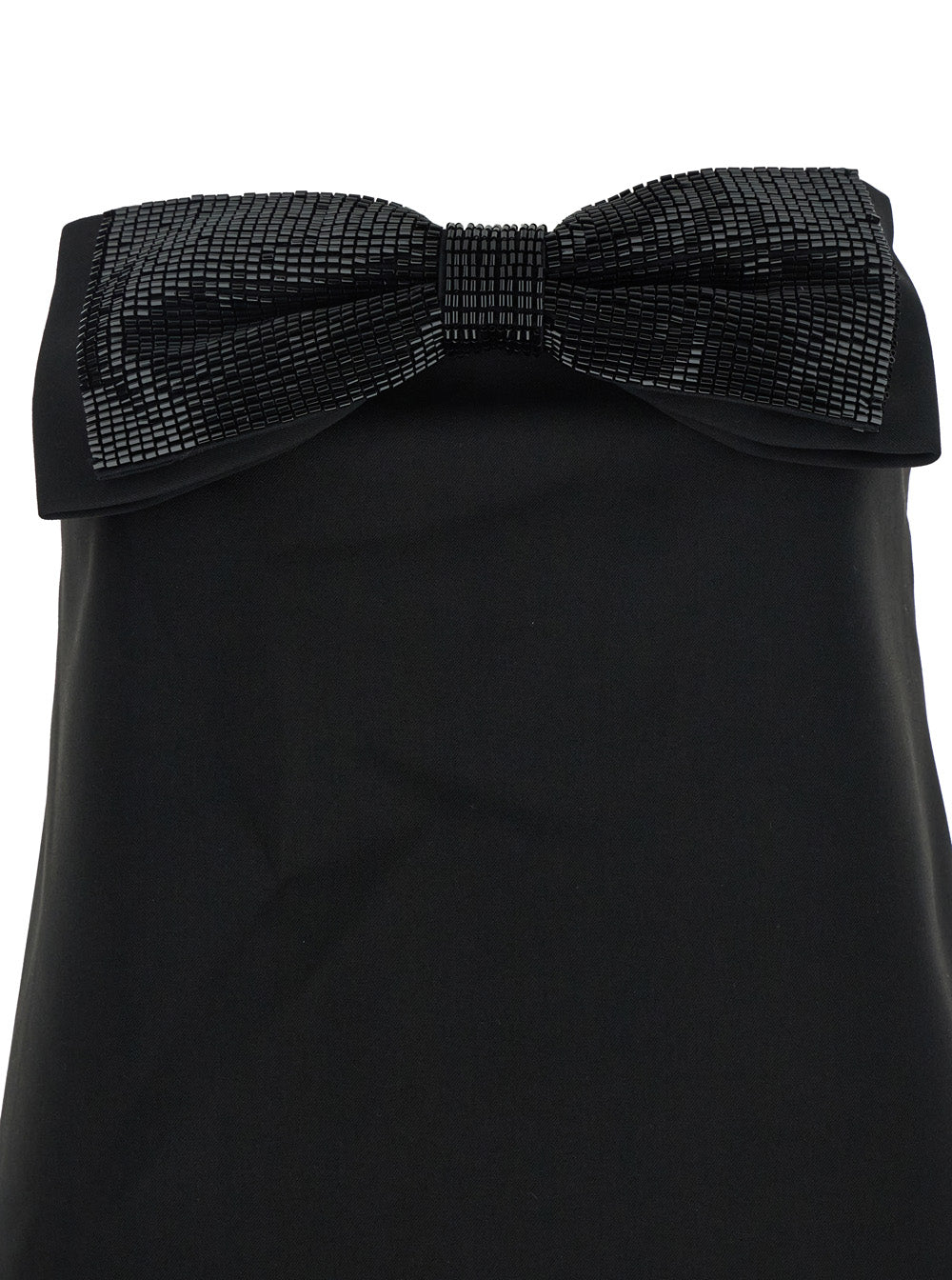 Self-Portrait Women Black Sleeveless Mini Dress With Bandeau And Beaded Oversize Bow In Tech Fabric Woman