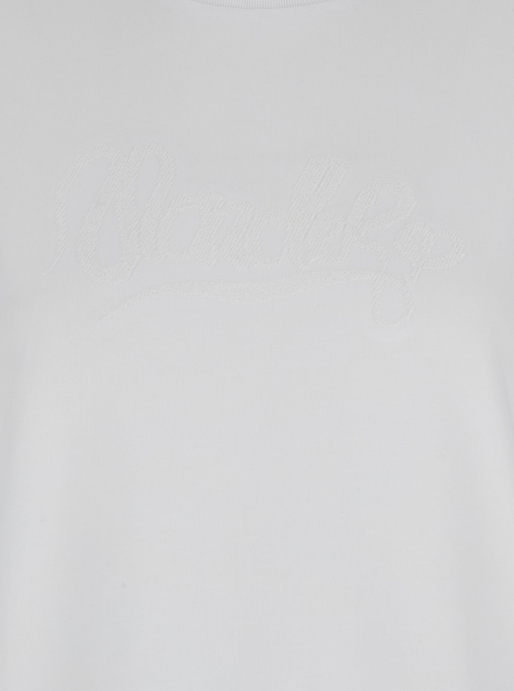 MONCLER Moncler Women White T-Shirt With Logo Embroidered On The Sleeve In Cotton Woman