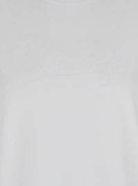 MONCLER Moncler Women White T-Shirt With Logo Embroidered On The Sleeve In Cotton Woman