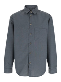 Leplain Men Grey Shirt With Classic Collar In Virgin Wool Blend Man