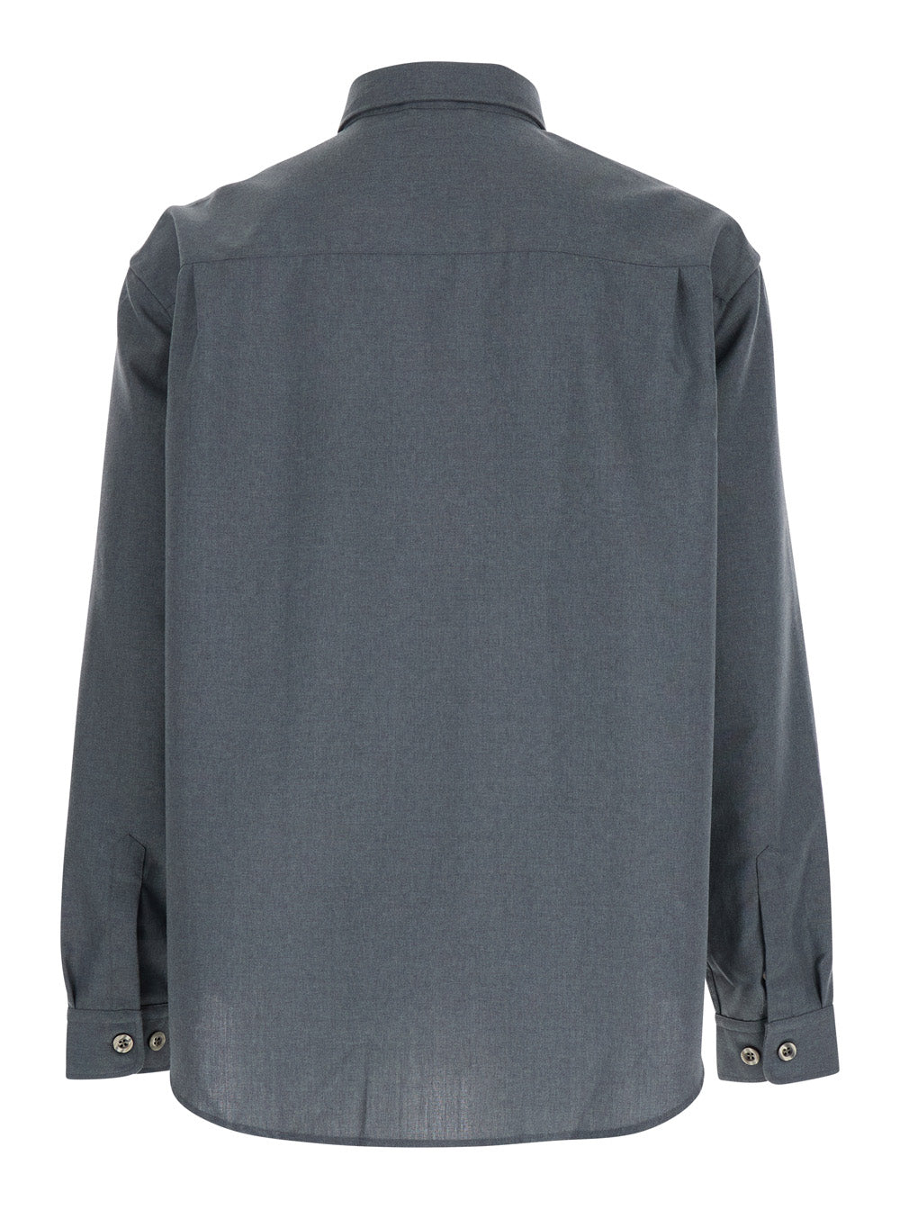 Leplain Men Grey Shirt With Classic Collar In Virgin Wool Blend Man