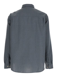 Leplain Men Grey Shirt With Classic Collar In Virgin Wool Blend Man