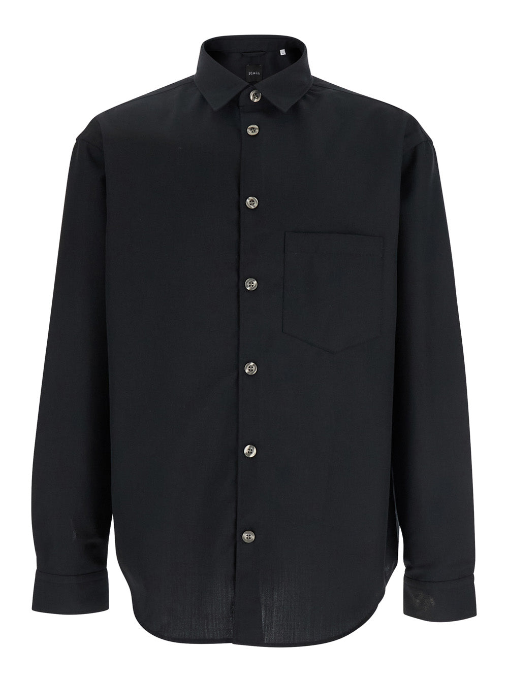 Leplain Men Black Shirt With Classic Collar In Virgin Wool Blend Man