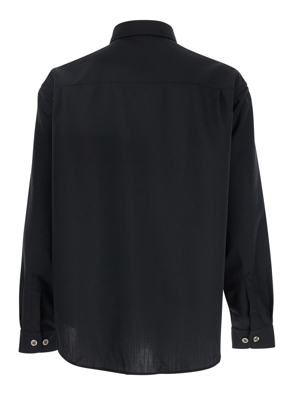 Leplain Men Black Shirt With Classic Collar In Virgin Wool Blend Man