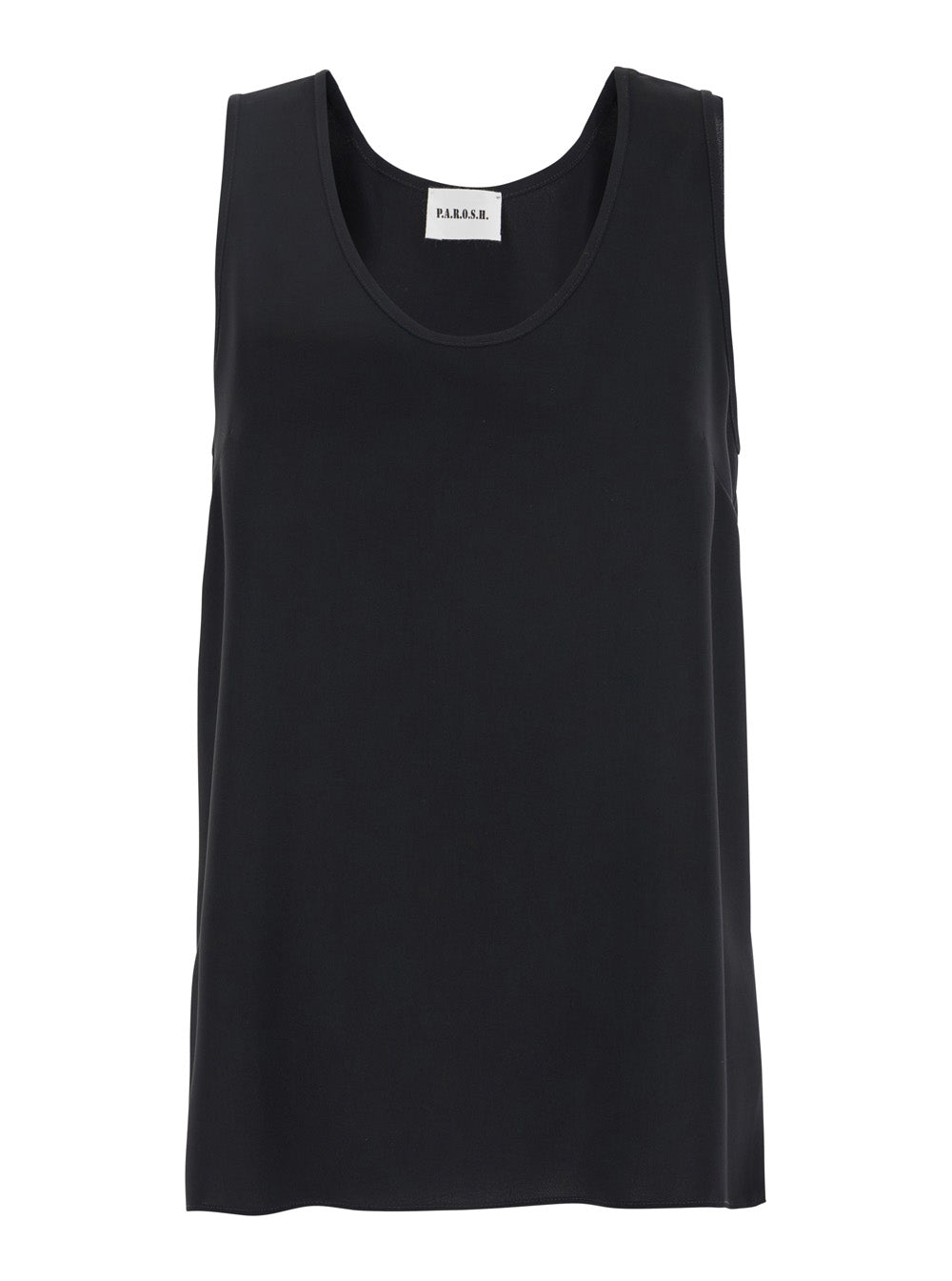 P.A.R.O.S.H. Women Black Sleeveless Top With Round Neck In Tech Fabric Woman