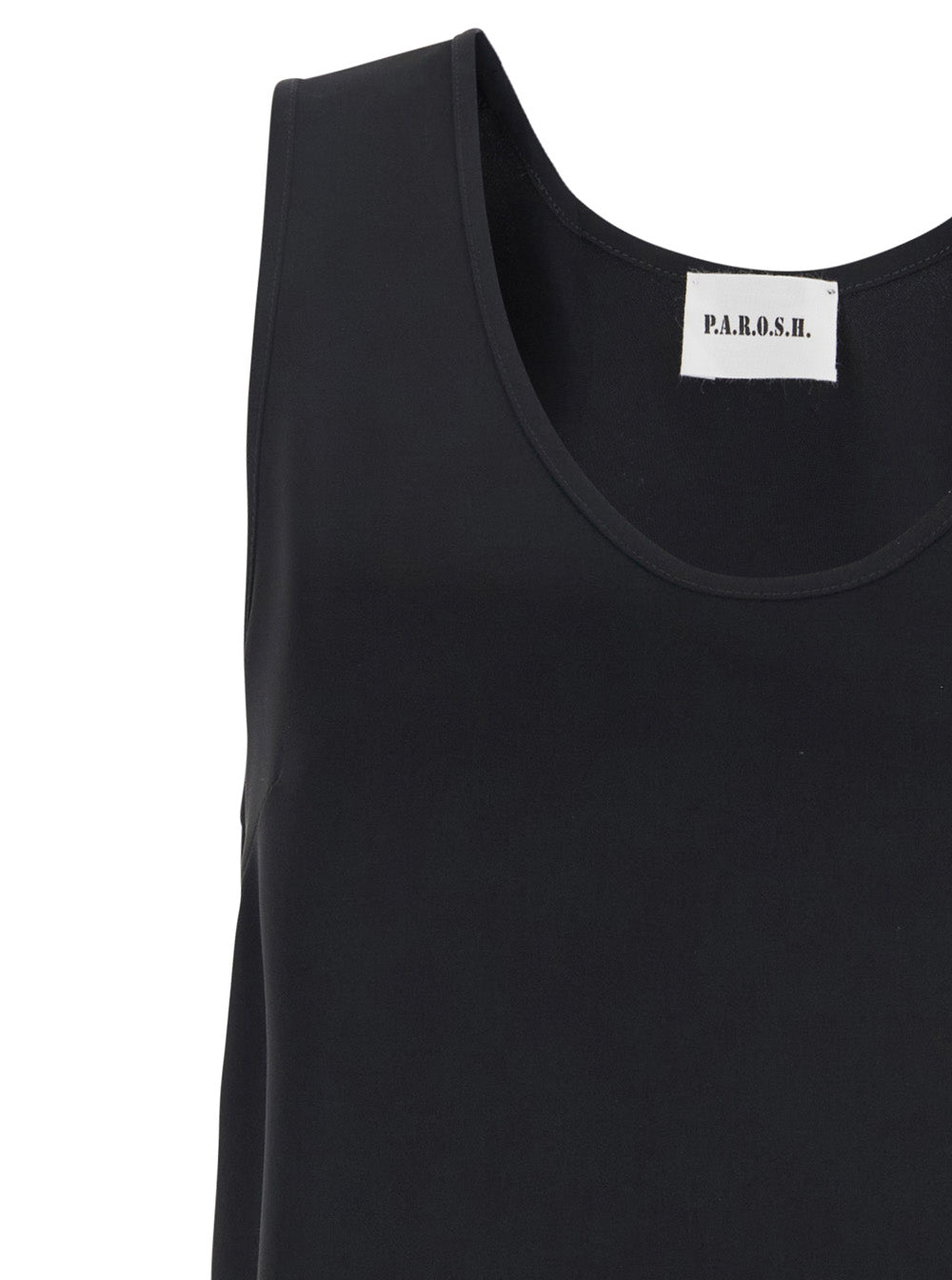 P.A.R.O.S.H. Women Black Sleeveless Top With Round Neck In Tech Fabric Woman