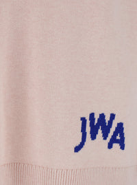 Jw Anderson Men Pink Sleeveless Vest With V Neck And Contrasting Logo Embroidery On The Front In Cotton And Cashmere Blend Man