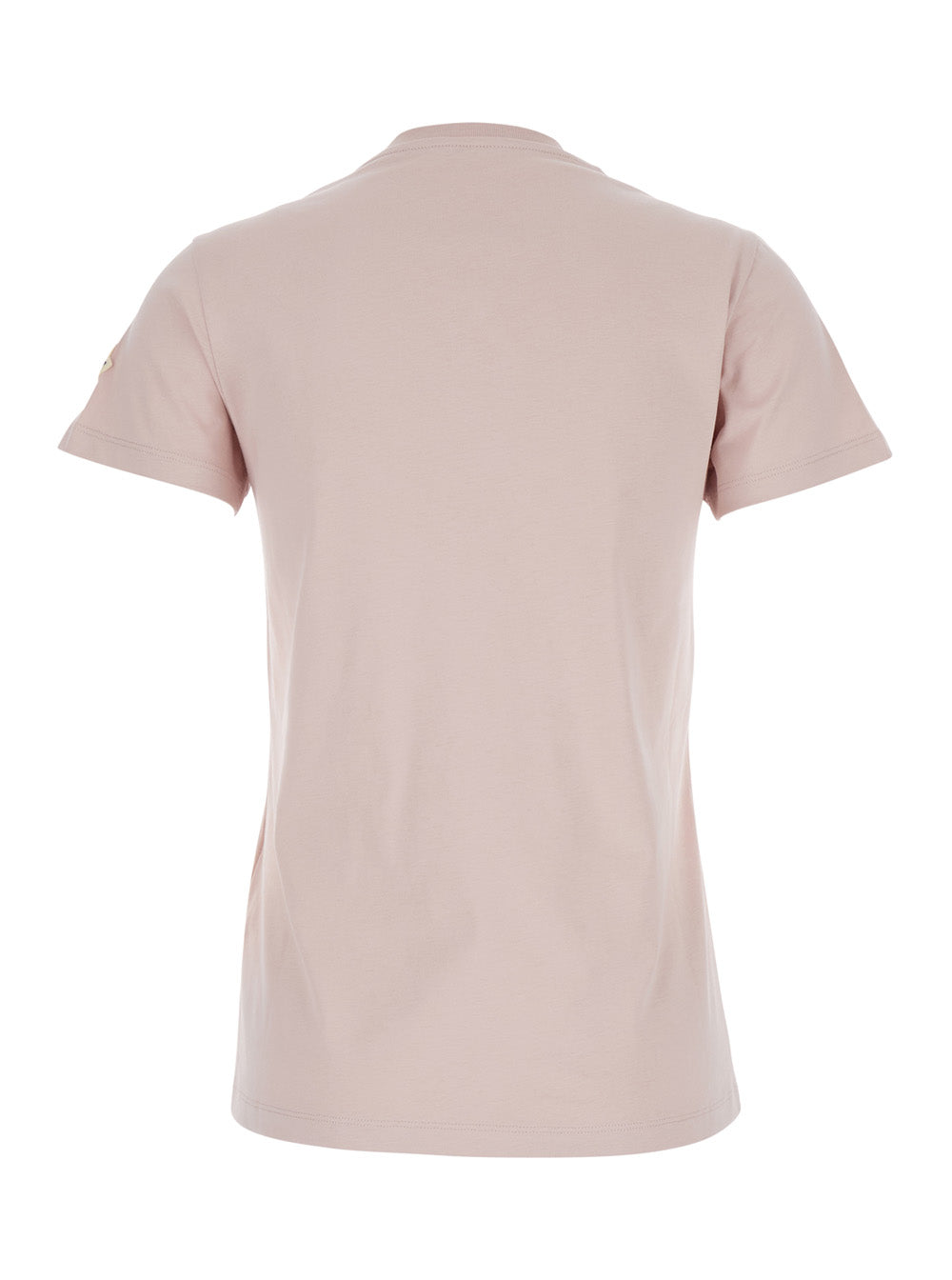 Moncler Women Pink T-Shirt With Embroidered Logo On The Front And Logo Patch On The Sleeve In Cotton Woman