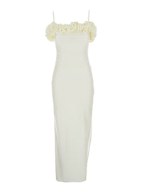 COPERNI Coperni Women White Sleeveless Long Dress With Ruched Detail And Asymmetric Hem In Tech Fabric Stretch Woman