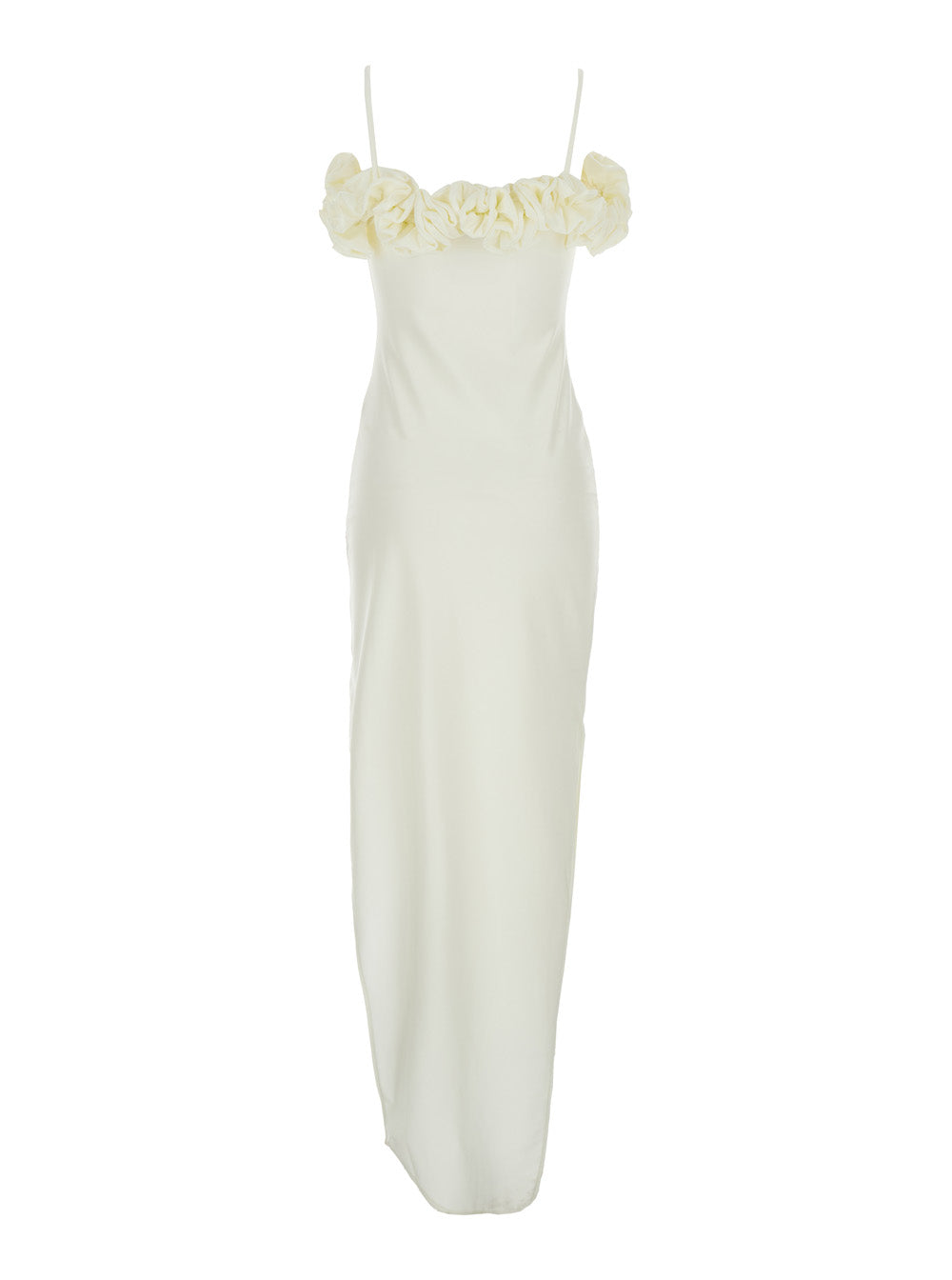 COPERNI Coperni Women White Sleeveless Long Dress With Ruched Detail And Asymmetric Hem In Tech Fabric Stretch Woman