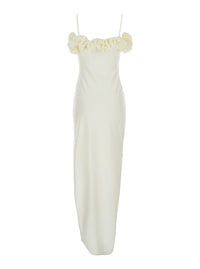 COPERNI Coperni Women White Sleeveless Long Dress With Ruched Detail And Asymmetric Hem In Tech Fabric Stretch Woman