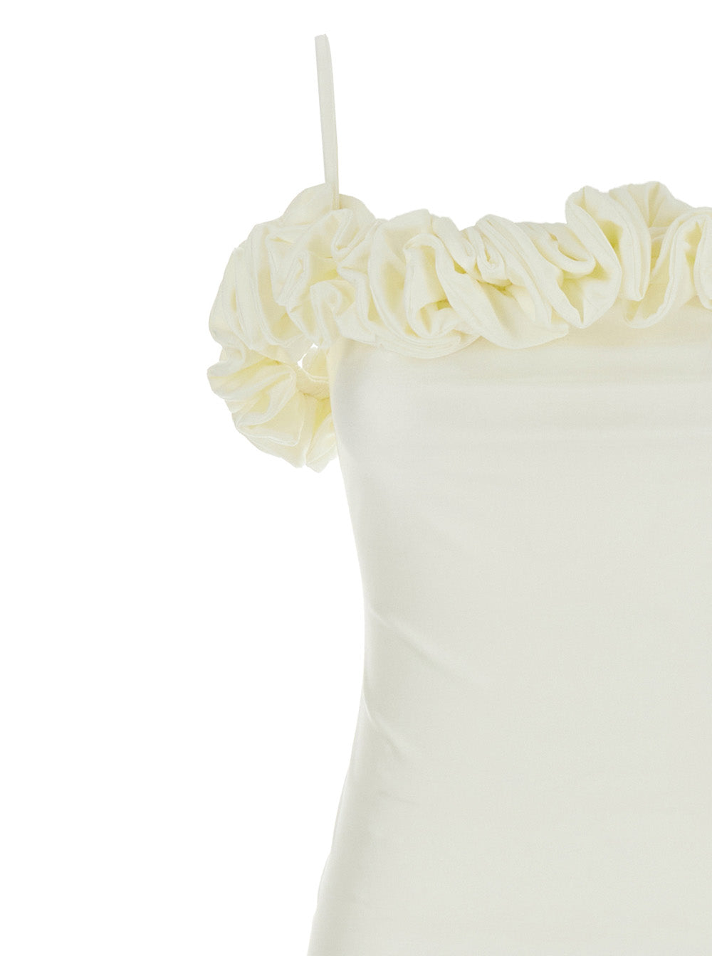 COPERNI Coperni Women White Sleeveless Long Dress With Ruched Detail And Asymmetric Hem In Tech Fabric Stretch Woman