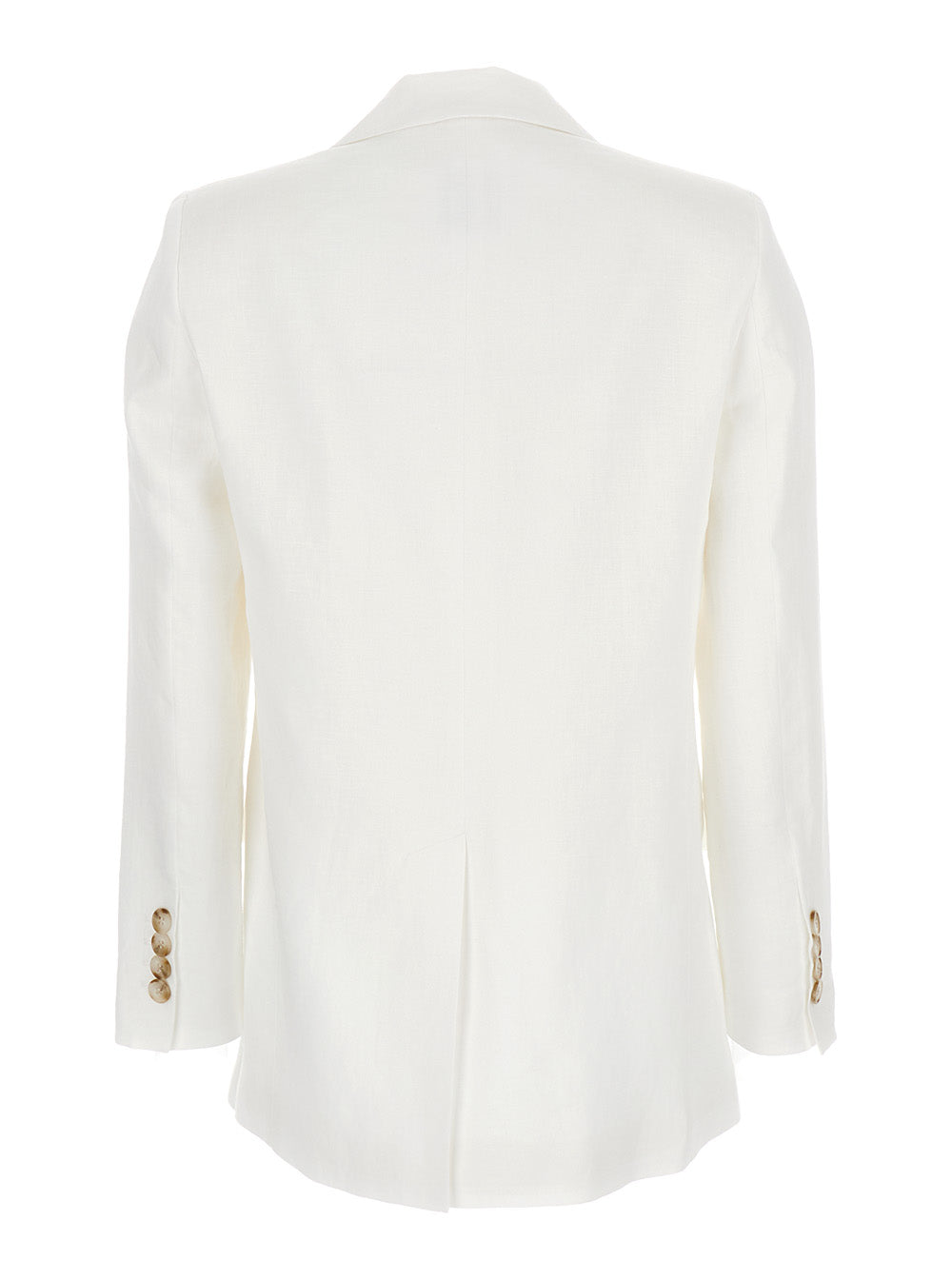Leplain Women White Double-Breasted Blazer In Linen Woman