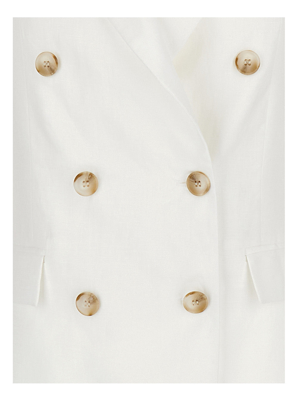Leplain Women White Double-Breasted Blazer In Linen Woman